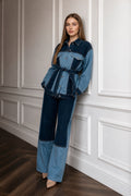 The Two-Tone Denim Belted Set