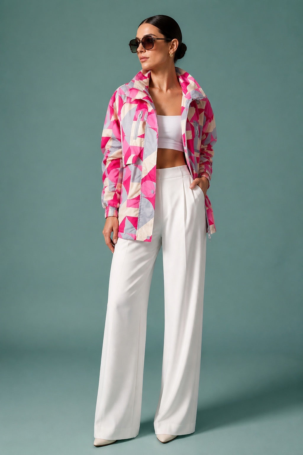 Pink Prism Hooded Windbreaker Jacket