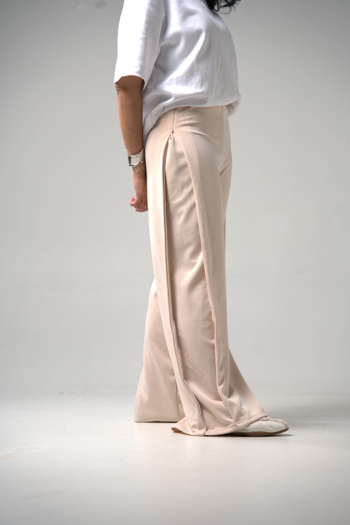 Side-Pleat Fluid Wide Pants