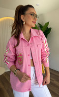 Blush Wild Denim Jacket – Pink front view