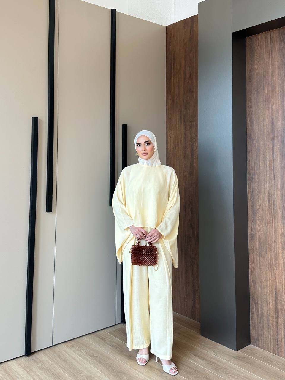 The Solene Draped Set - Cream side pose