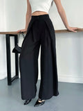 Overlap Pleat Wide-Leg Trousers - Waist detail close-up