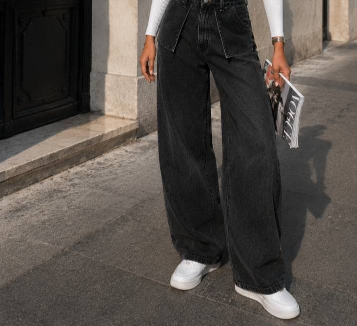 The Inside-Out Fold Wide Jeans