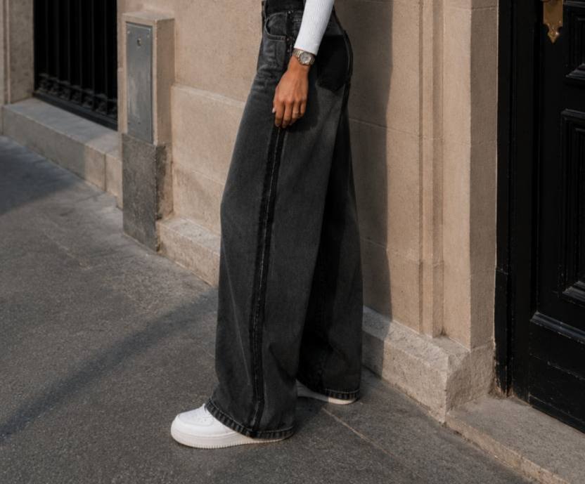 The Inside-Out Fold Wide Jeans