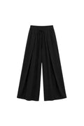 Drawstring Pleated Wide Pants - Black flat lay