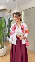 Bloom Patch Denim Jacket - Model wearing jacket