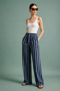 The Riviera Striped Wide Pants - Model view 2