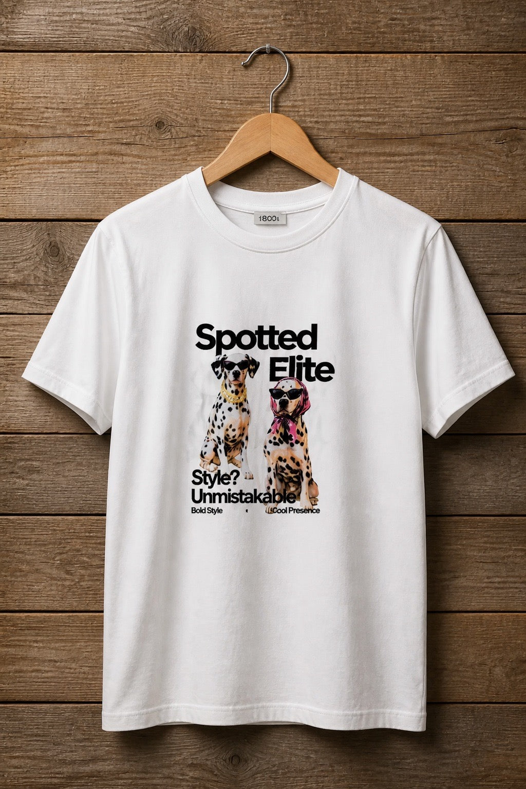 The Spotted Elite Tee - Flat hanger product shot white background